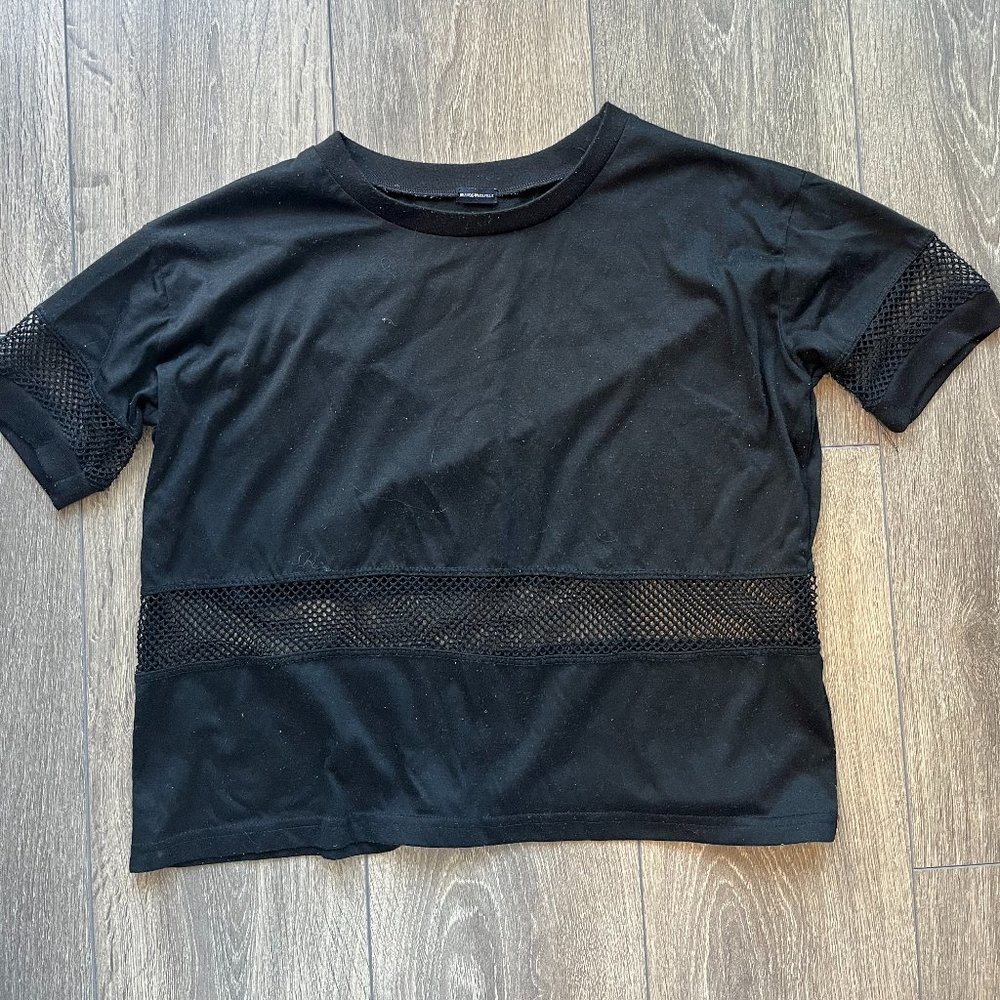 Black Baggy T-shirt with Mesh Detailing
